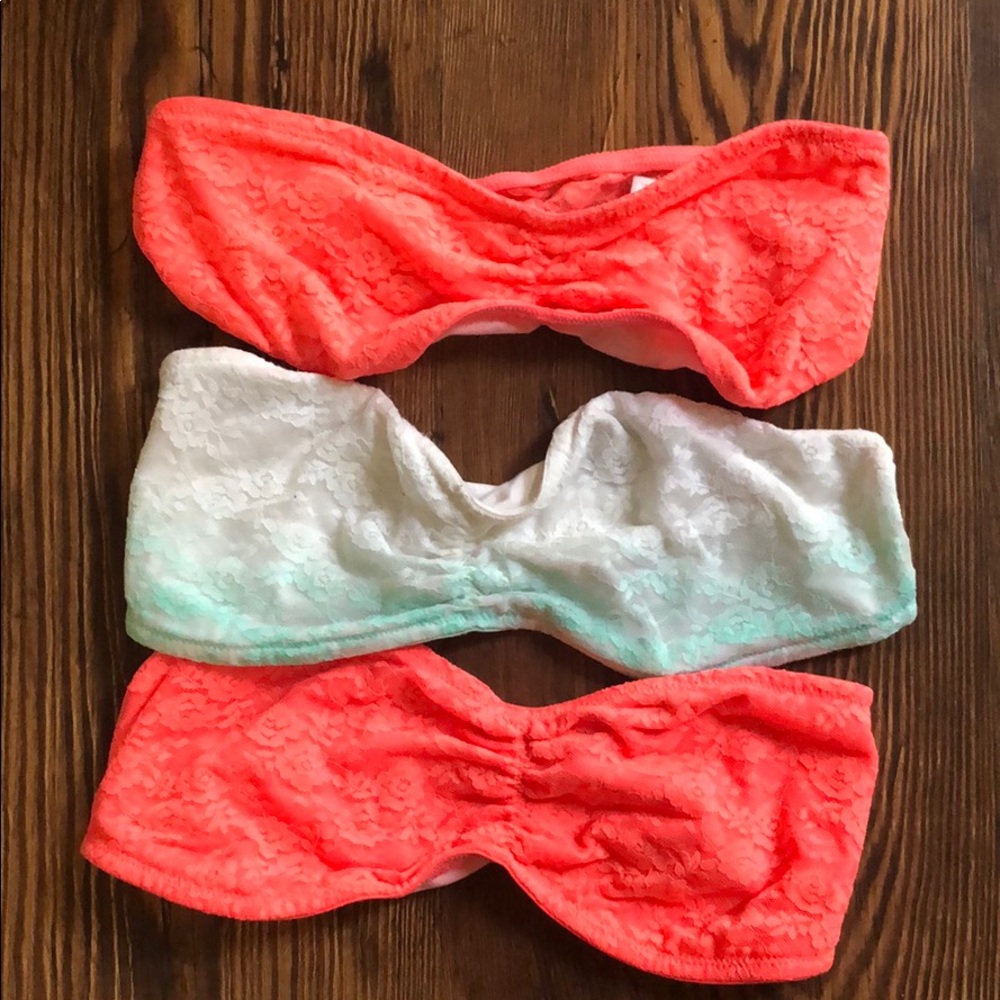 3 Pink Victoria Secret bandeaus.